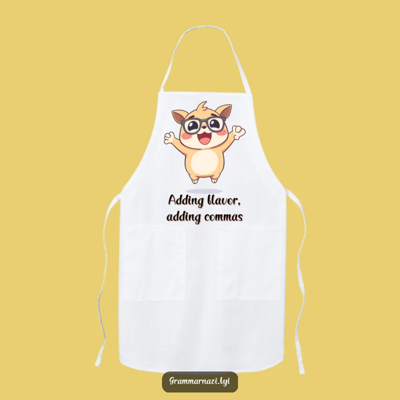 Funny Chef's Comma Apron: Excited Creature Cooking, Punctuation Perfection, Kitchen Gift