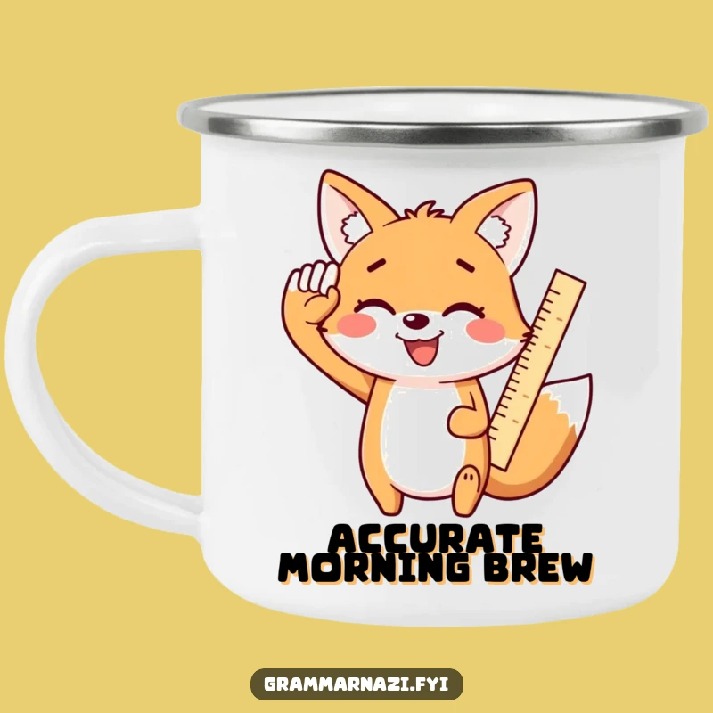 Funny Kawaii Fox Camp Mug, Enthusiastic Ruler Outdoor Gift