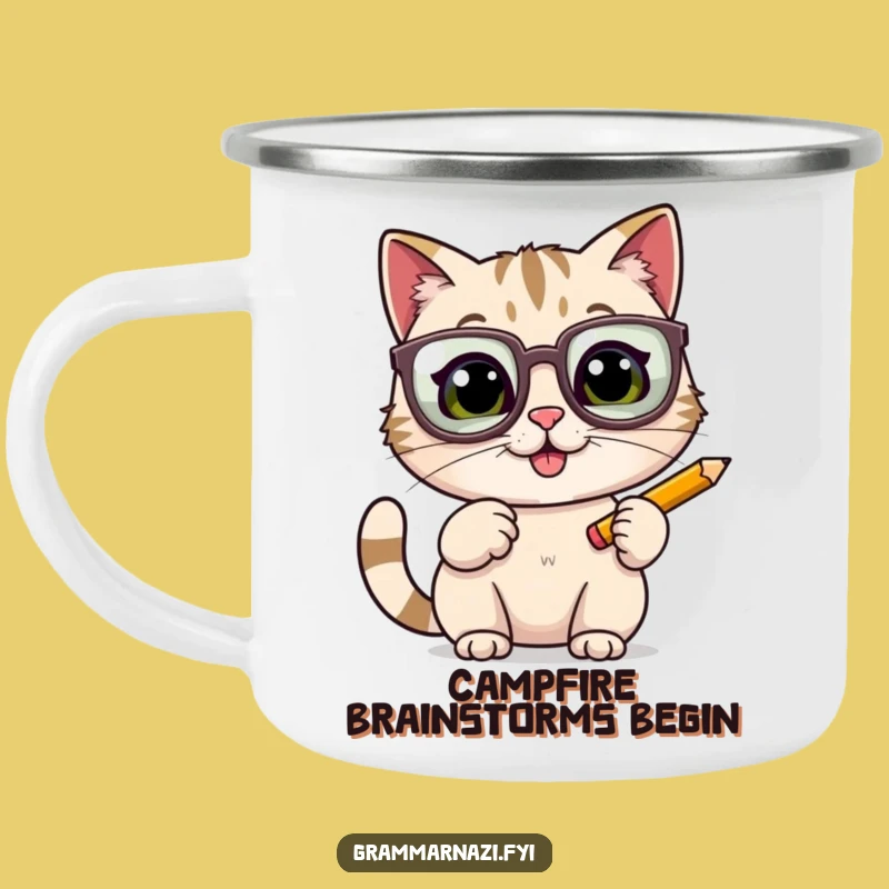 Funny Cat Scholar Camping Mug: Hilarious & Durable for Outdoor Adventures