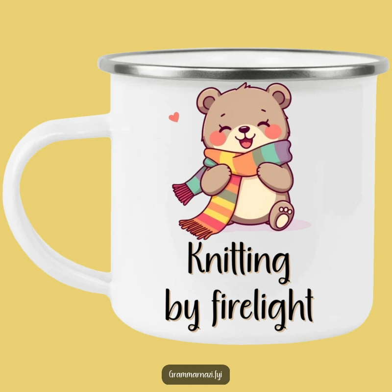 Funny Bear Camping Mug: Cozy Knitter For Outdoor Hilarious Crafting