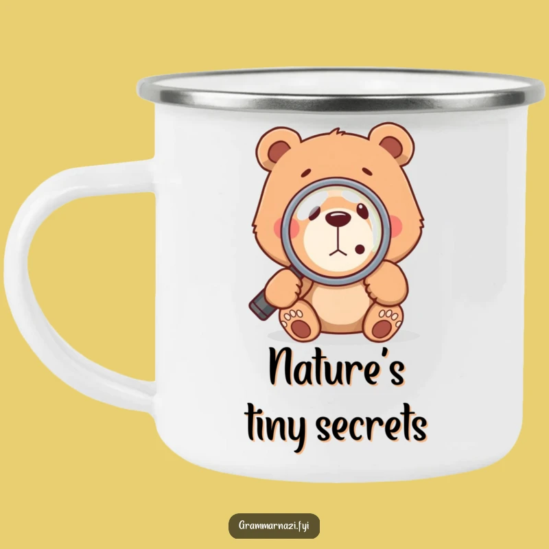 Funny Bear Magnifying Comma Camping Mug: Adventure with Grammar!