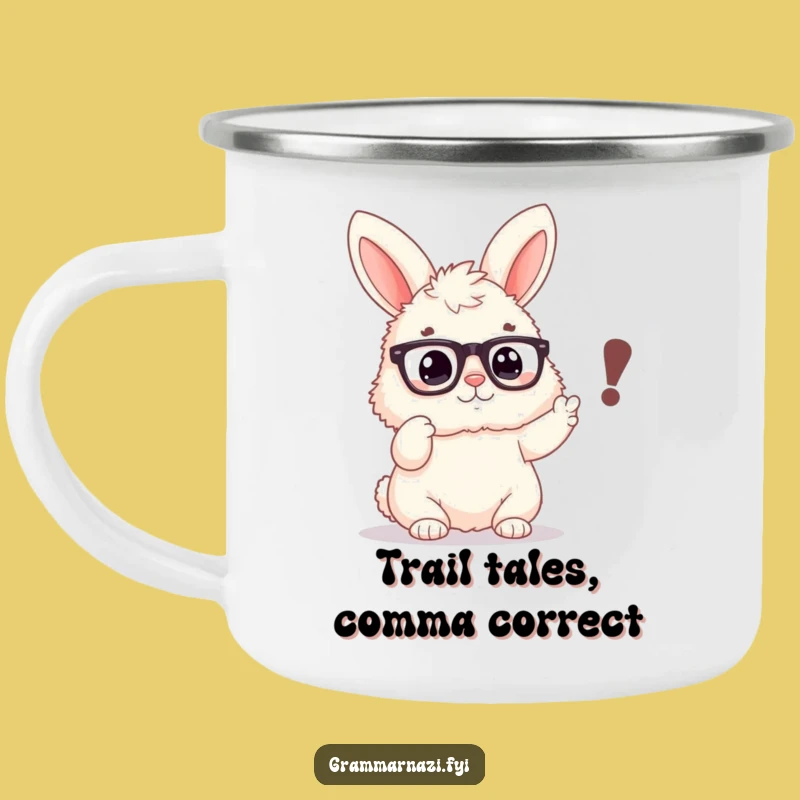 Funny Bunny Punctuation Camping Mug - Grammar by the Fire - Hilarious Gift