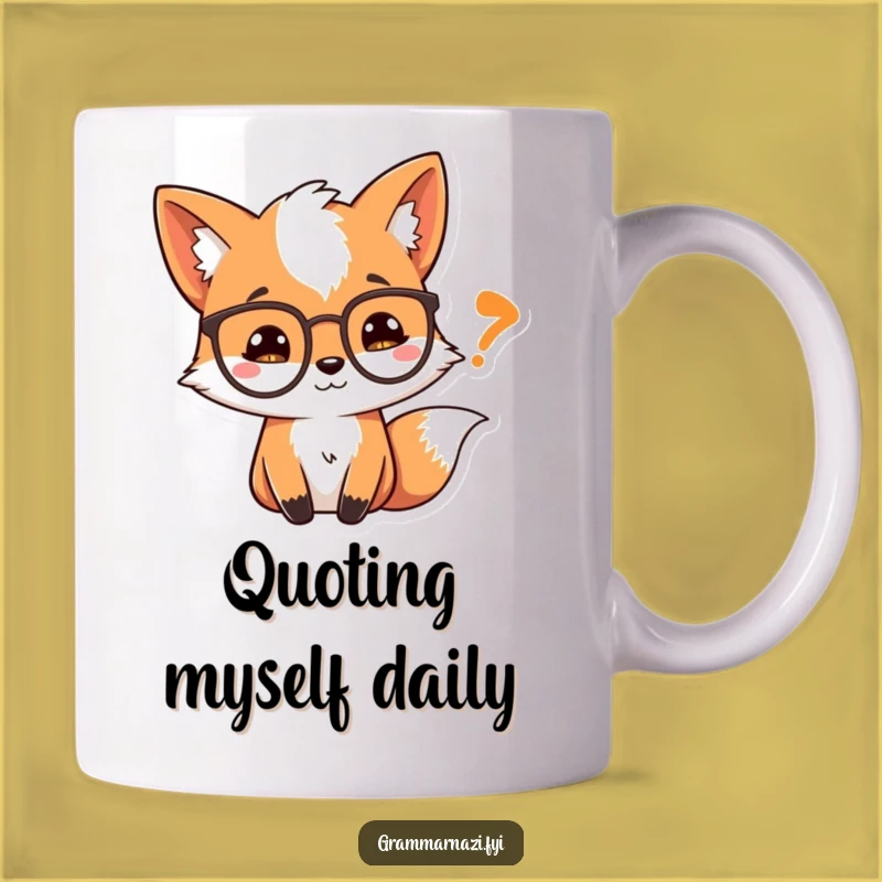 Funny Fox Mug: Curious Fox & Quote Mark, Hilarious Literary Gift
