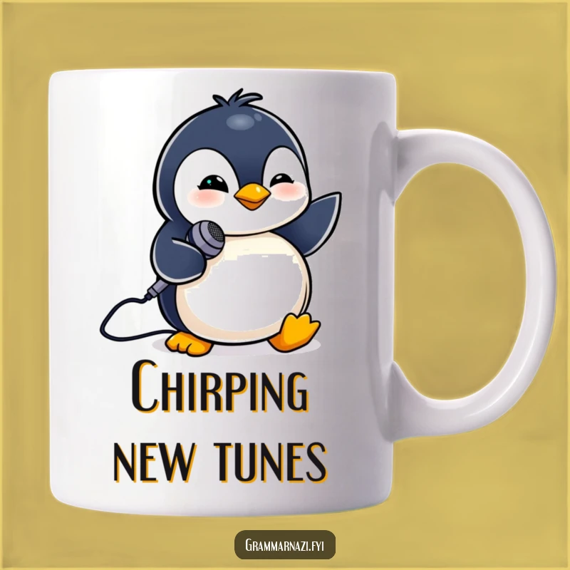 Funny Penguin Mic Mug: Rock Your Morning with Star Power