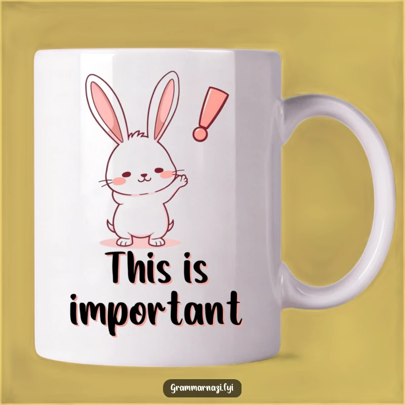 Funny Rabbit Exclamation Mug: Determined Point, Perfect Funny Gift for Assertive Personalities