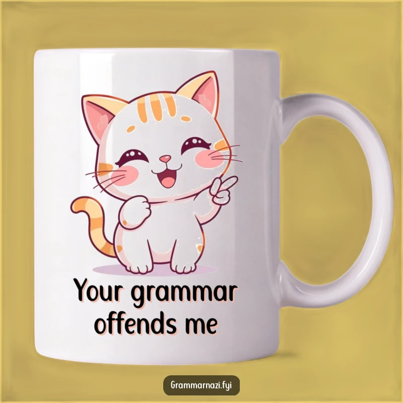 Grammar Cat Funny Mug: Precise Feline Editor, Perfect Gift for Writers