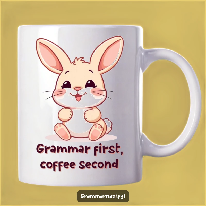 Funny Bunny Colon Correcting Mug: A Whimsical Grammar Gift for Punctuation Perfectionists