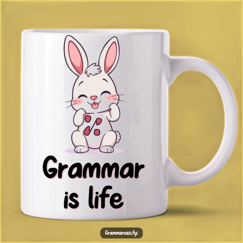 Funny Bunny Mug: Punctuation Perfectionist Bunny, Hilarious Grammar Gift