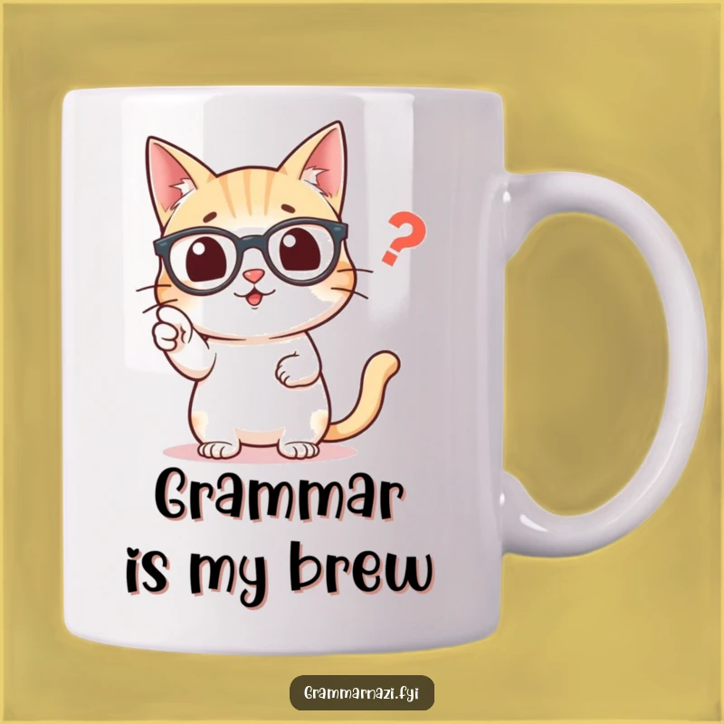 Funny Cat Comma Mug: Purrfectly Pointing Out Punctuation Pests