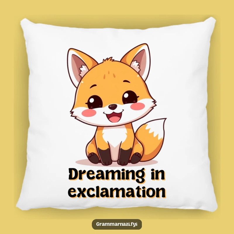 Funny Fox Exclamation Pillow: Cozy Comfort with Grammar Cheer