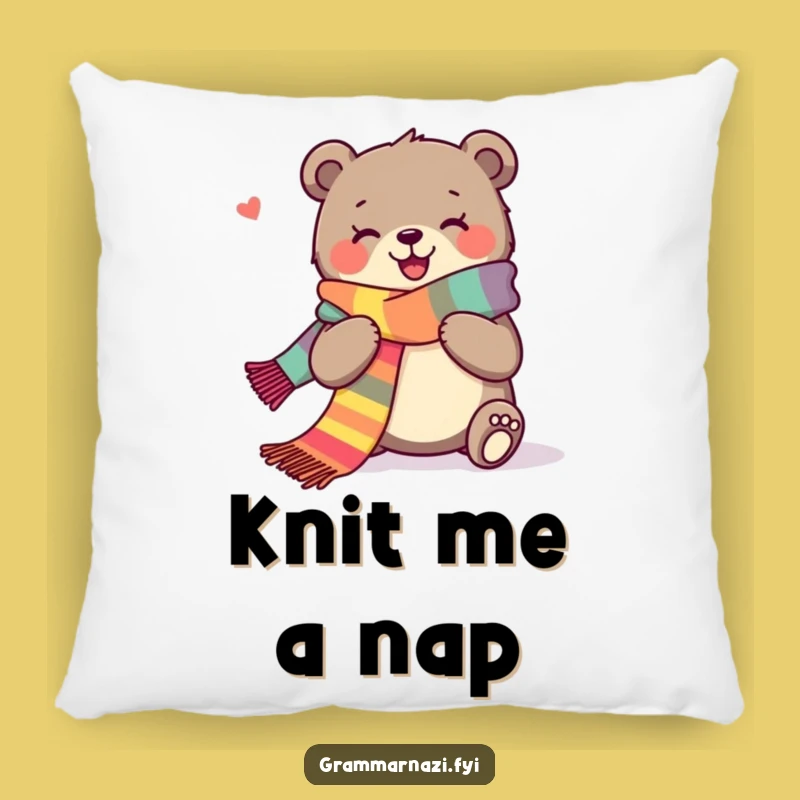 Funny Bear Pillow: Joyful Knitter For A Comfy Hilarious Gift