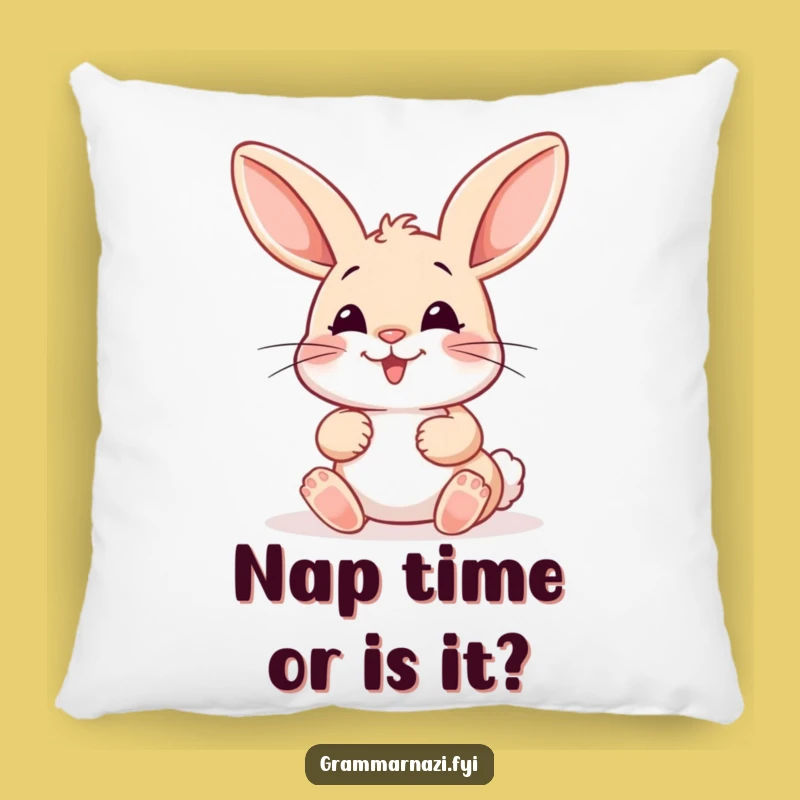 Funny Bunny Colon Correcting Pillow: Cozy Grammar Accent for Your Sofa