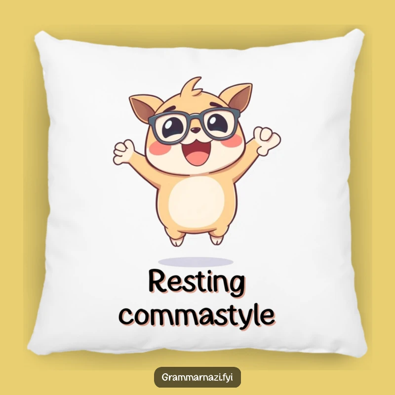 Funny Comma Comfort Pillow: Excited Creature, Perfect Punctuation Decor, Cozy Gift
