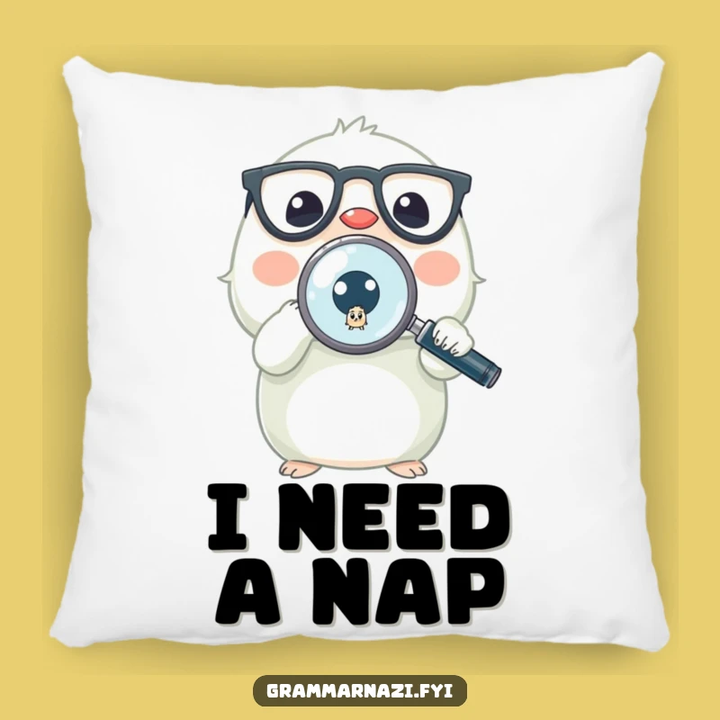 Funny Grammar Pillow: Cozy Creature Studies Tiny Period - Comforting Funny Gift for Readers