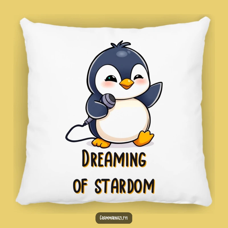Funny Penguin Mic Pillow: Cozy Comfort for Your Inner Star