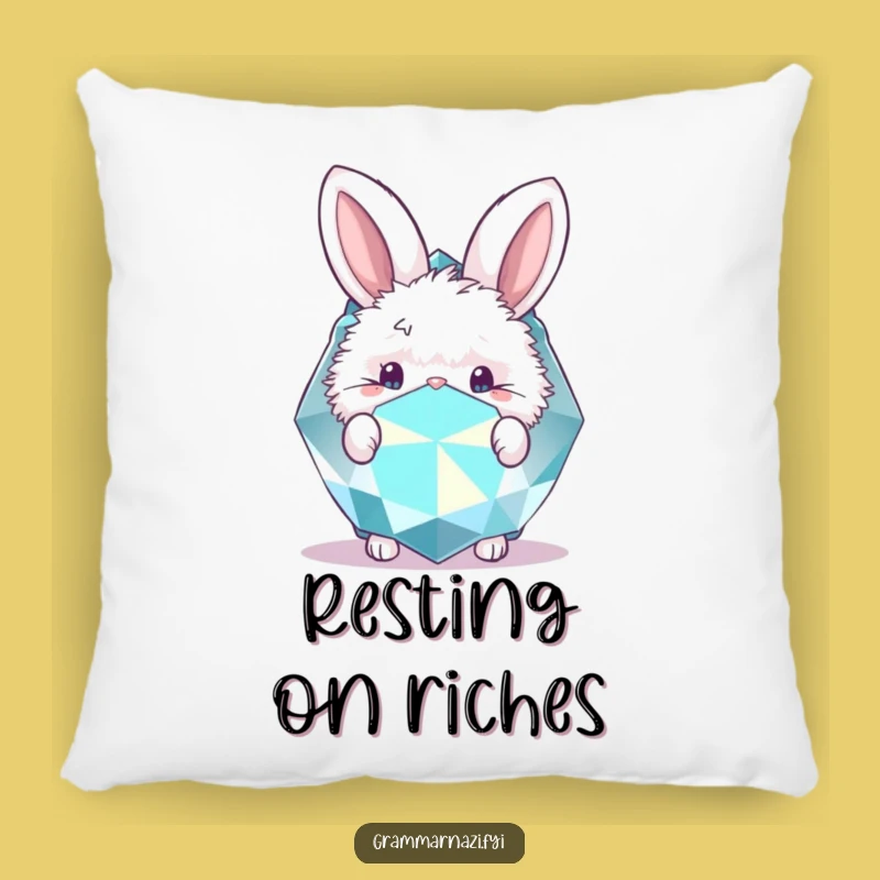 Funny Bunny Gemstone Pillow: Cozy Comfort with a Sparkly Touch