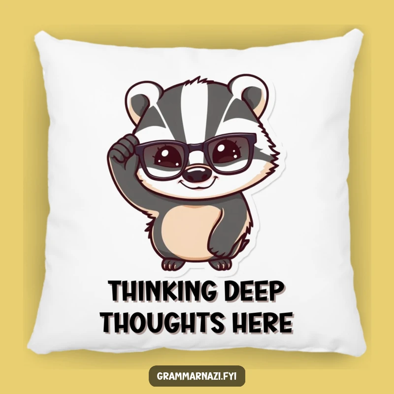 Soft Funny Confident Badger Pillow: Cuddle Up with Intellectual Comfort