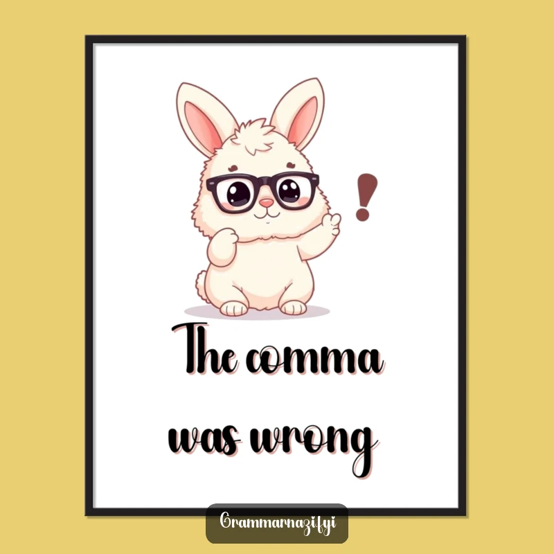 Funny Bunny Punctuation Digital Art - Grammar Decor for Laughs - Instant Gift