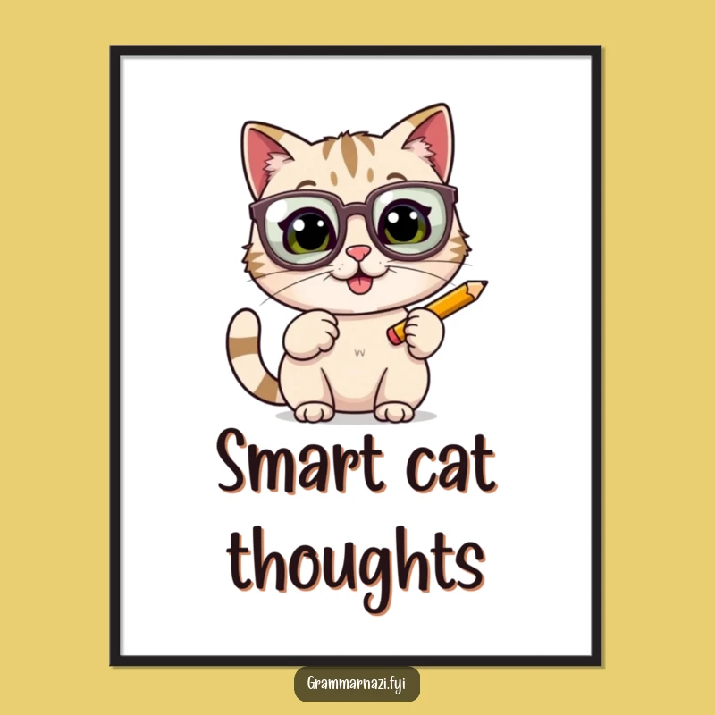 Funny Cat Scholar Digital Art: Hilarious Wall Art for Cat Lovers & Nerds