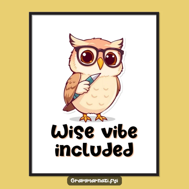Funny Owl Spectacle Writer Digital Print - Instant Hilarious Art for Your Walls