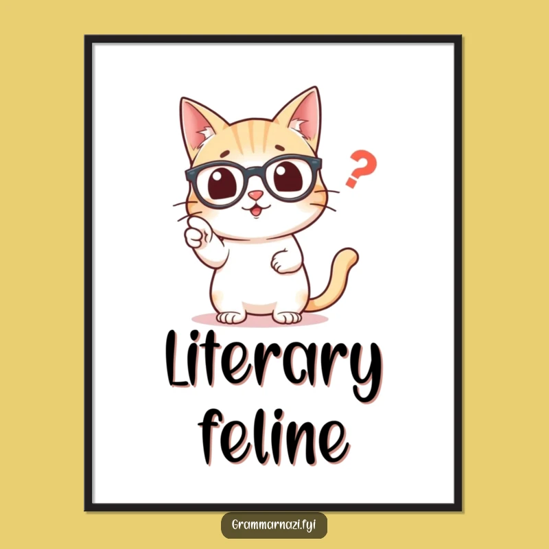 Funny Grammar Cat Digital Art: Punctuate Your Space with Wit
