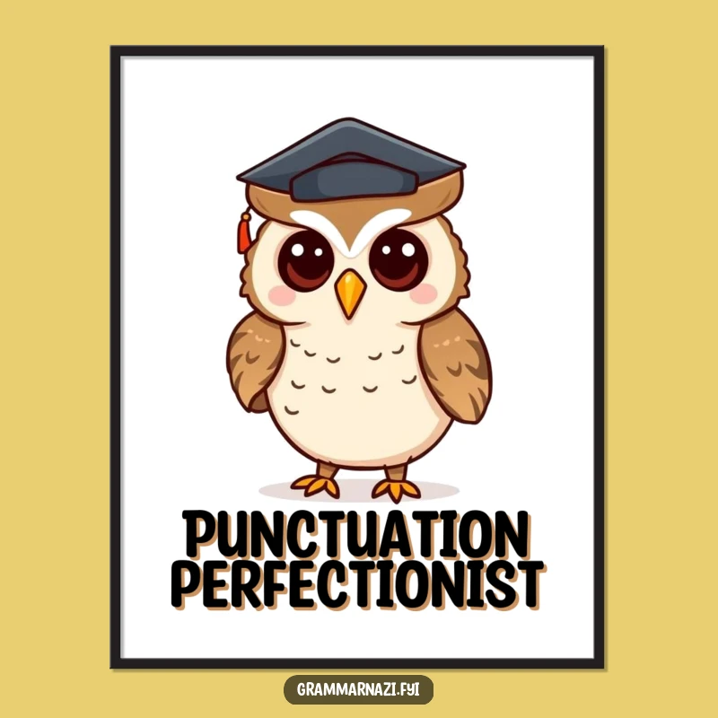 Funny Owl Punctuation Digital Art - Academic Decor for Laughs - Instant Gift