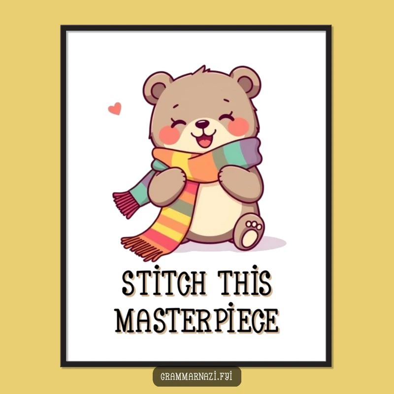 Funny Bear Digital Art: Cozy Knitter Ready For Hilarious Framing