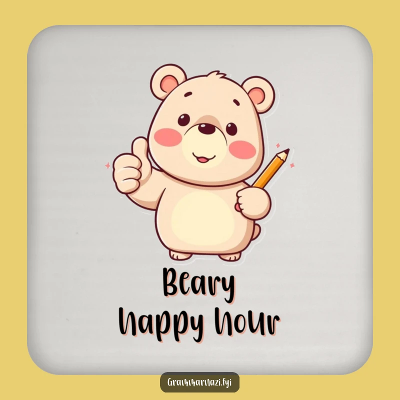 Funny Bear Thumbs Up Coasters: Stylish Protection with a Positive Punch
