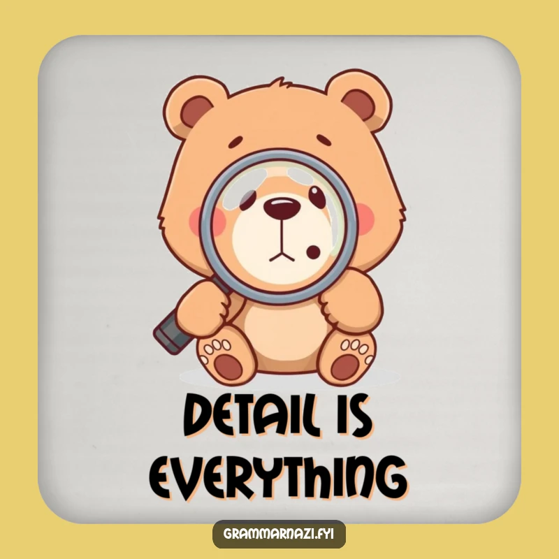 Funny Bear Comma Drink Coaster: Protect Surfaces with Punctuation Puns