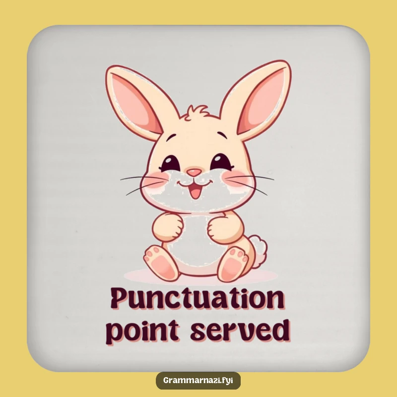 Funny Bunny Colon Coaster: Protecting Surfaces with Grammar Wit