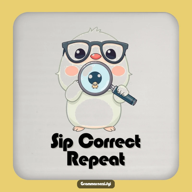 Funny Grammar Coaster: Tiny Critter Guards Period - Protects Surfaces, Funny Gift for Hosts