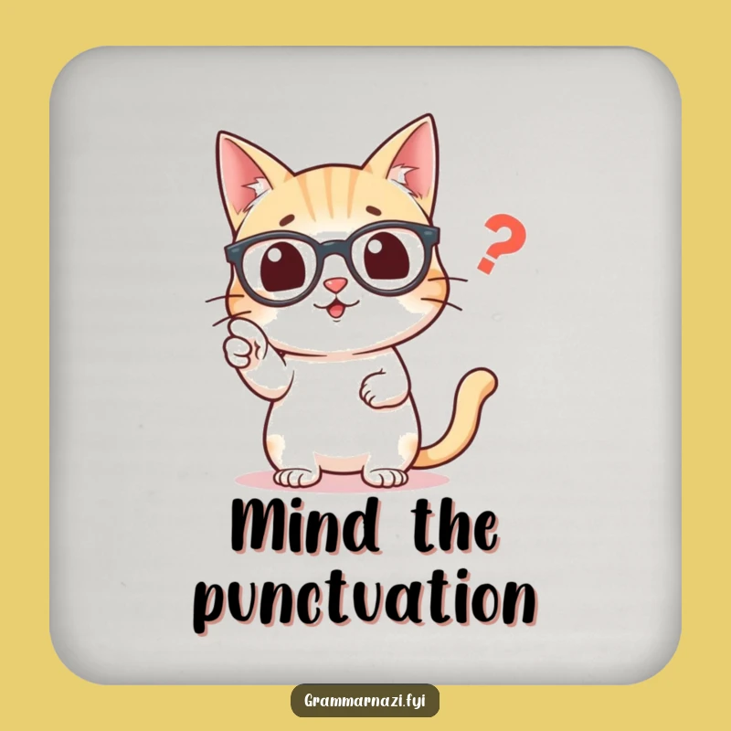 Funny Cat Comma Coasters: Protect Surfaces with Punctuation Pride