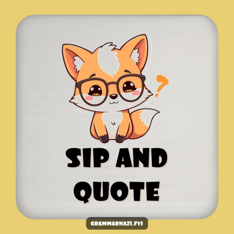 Funny Fox Coaster: Spectacled Fox Quote Coaster, Hilarious Desk Accessory Gift