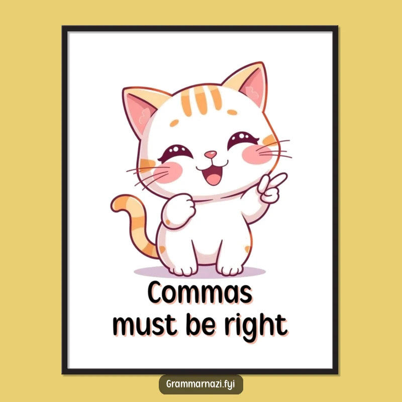 Funny Grammar Cat Poster: Precise Feline Editor, Wall Art Gift