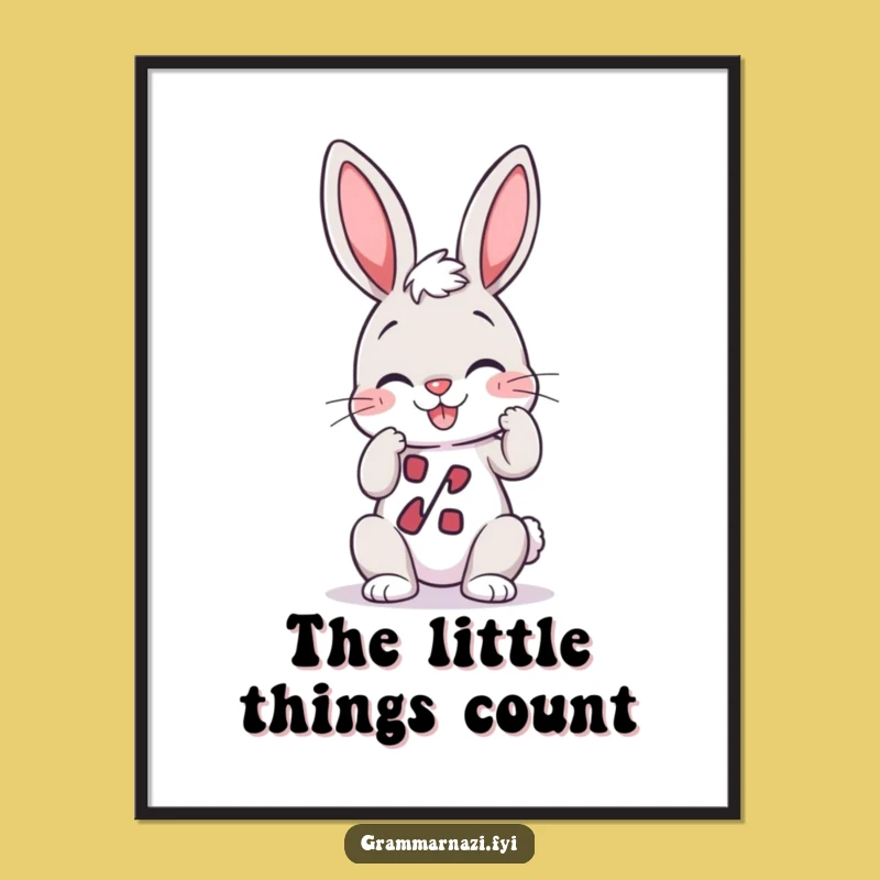 Funny Bunny Poster: Punctuation Perfectionist Bunny Art, Hilarious Grammar Decor Gift