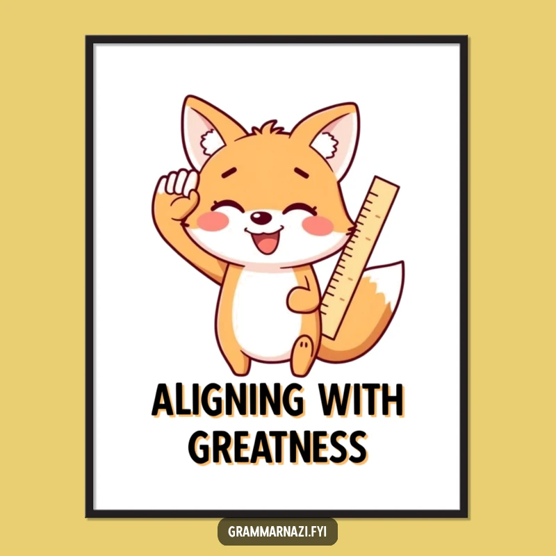 Funny Kawaii Fox Salute Poster, Enthusiastic Ruler Art Decor Gift
