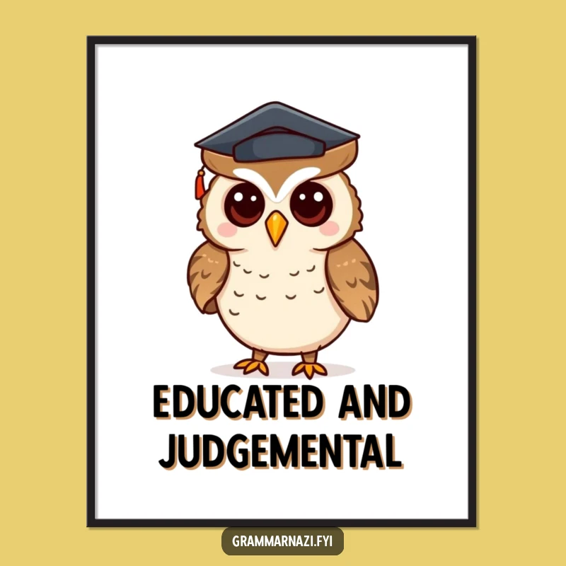 Funny Owl Punctuation Poster - Academic Grammar Art - Perfect Gift