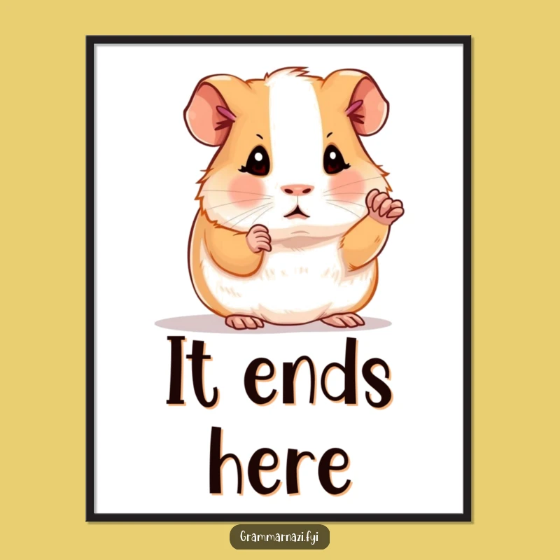 Funny Guinea Pig Poster: Hilarious Wall Art for Grammar Enthusiasts and Punctuation Pundits