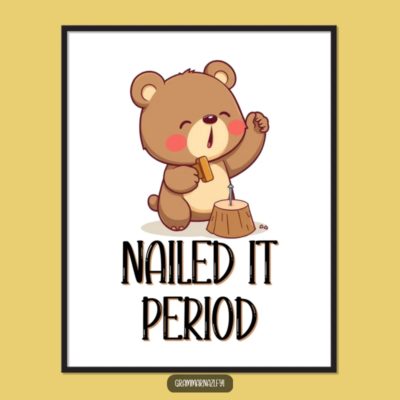 Funny Bear Wall Art: Determined Carpenter For A Hilarious Home Decor Gift
