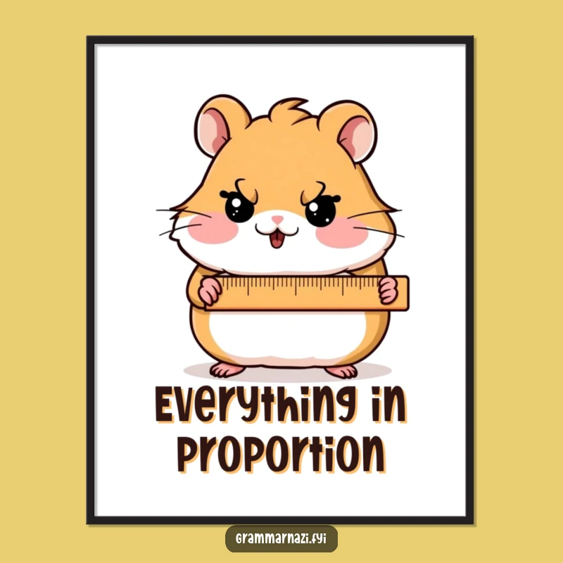 Serious Hamster Funny Poster: Ruler Holder, Wall Art Gift