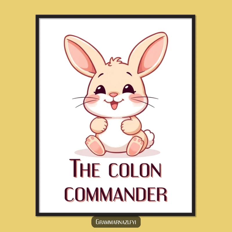 Funny Bunny Colon Correcting Poster: Whimsical Grammar Wall Art for Your Home