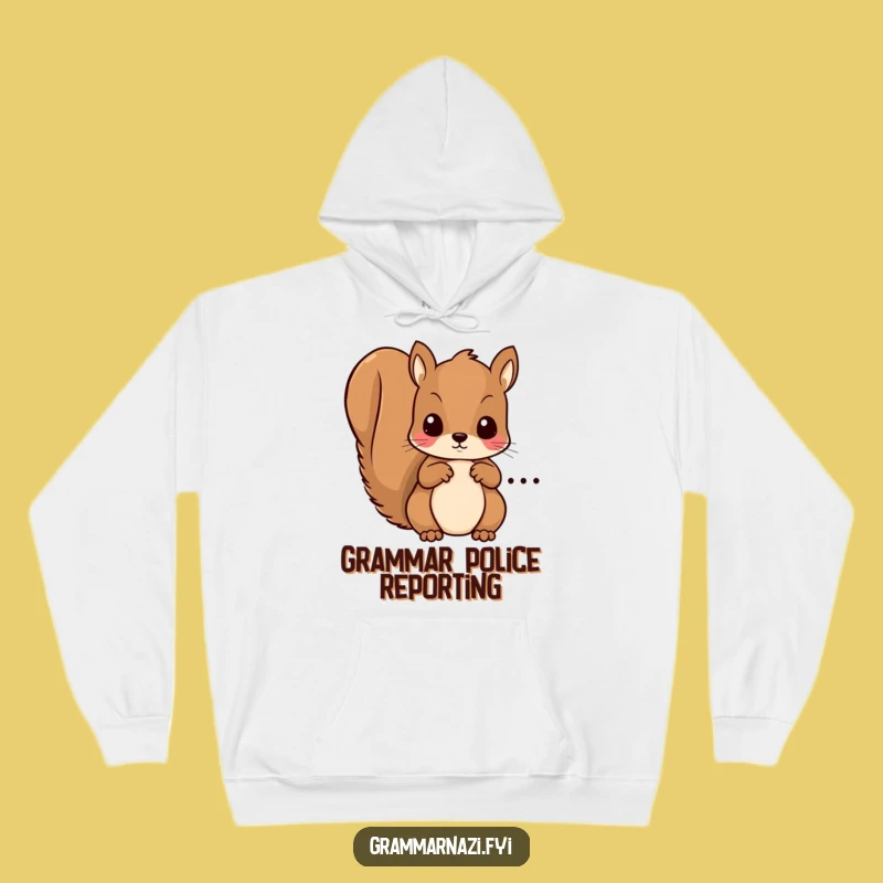 Cozy Funny Squirrel Grammar Hoodie: Perfect Warm Gift for Word Nerds