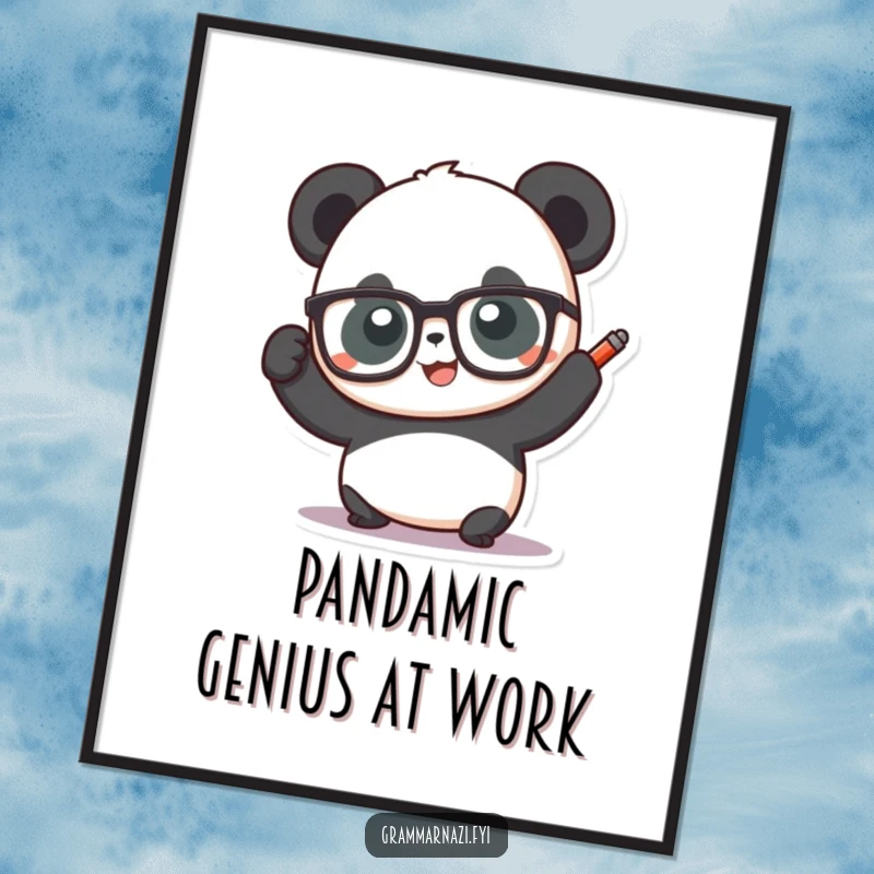 Funny Free Printable Wall Art: Amusing panda with glasses and red pen is ready to grade your decor choices.