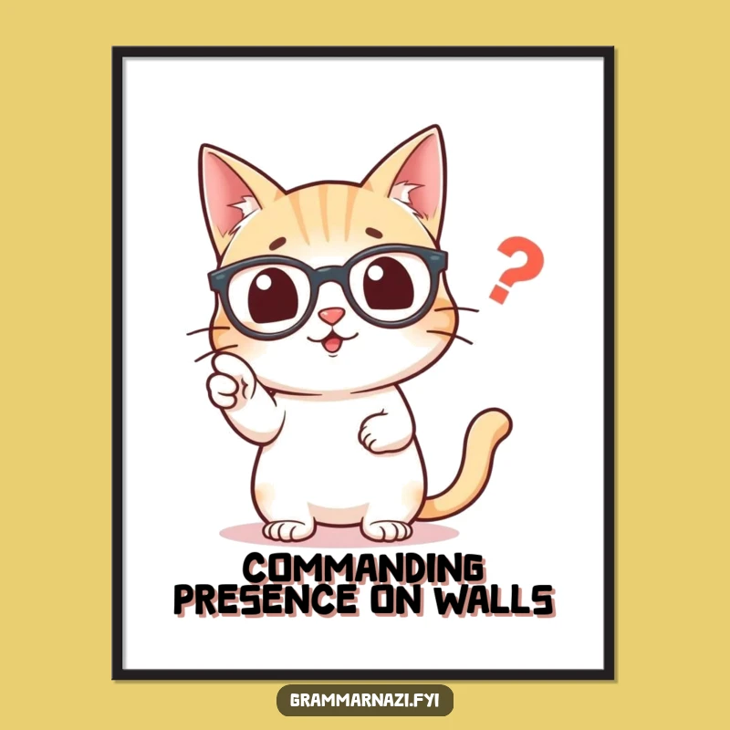 Free Printable Wall Art: Grammar Cat Correcting Comma Funny Downloadable Decor