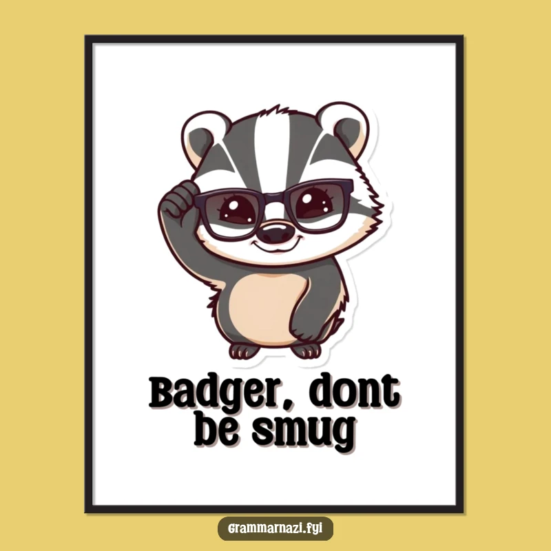 Free Printable Wall Art: Wise Badger Glasses Wit - Downloadable Home Decor