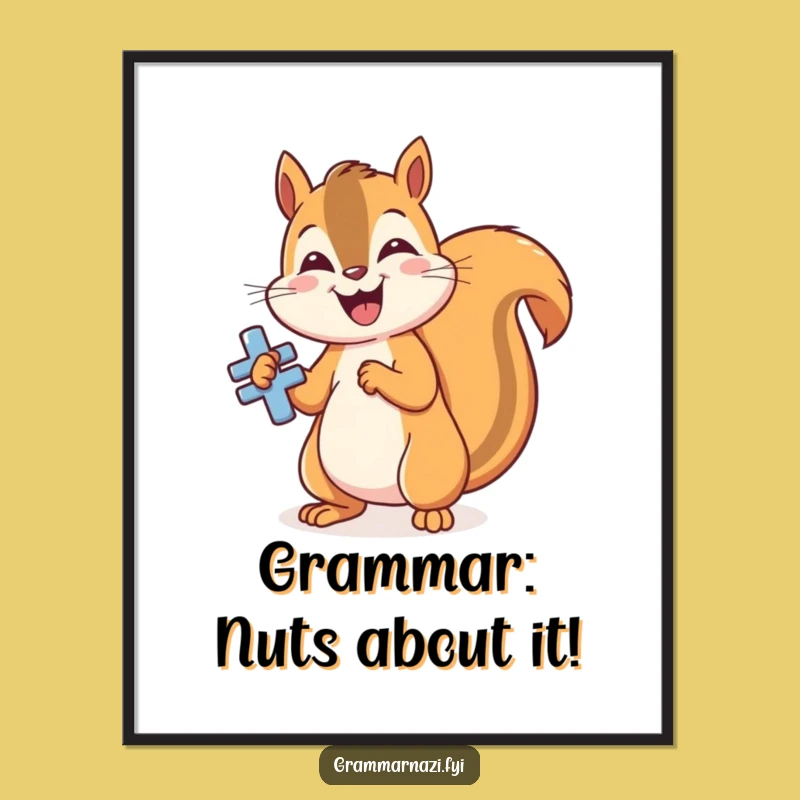 Free Printable Wall Art: Grammar Squirrel Funny Downloadable Art for Word Lovers