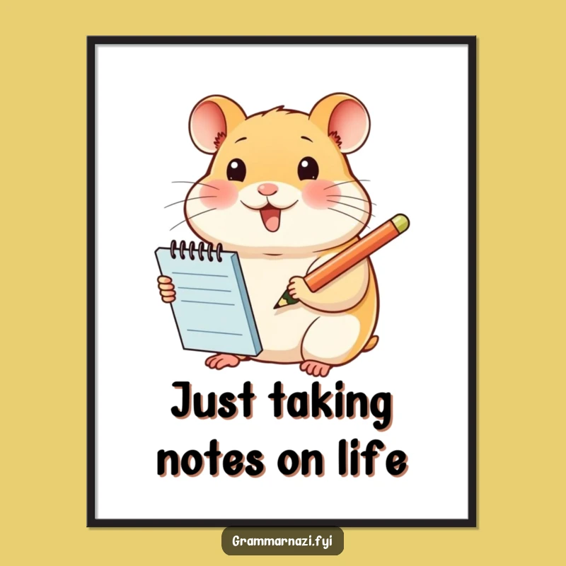 Free Printable Funny Hamster Wall Art - Quirky Note-Taker Downloadable Decor for Any Room