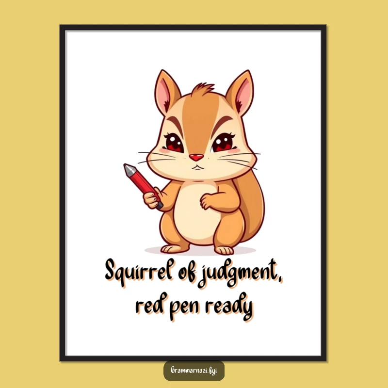 Free Printable Funny Squirrel Wall Art - Humorous Red Pen Downloadable Decor