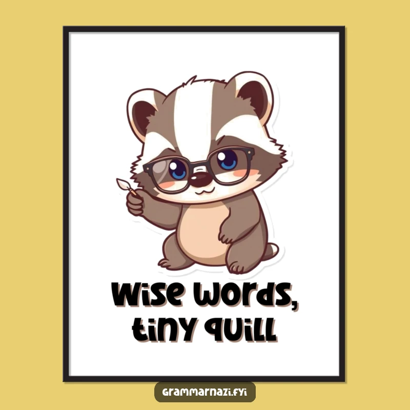 Intellectual Free Printable Kawaii Badger Art - Quill Enthusiast Downloadable Decor