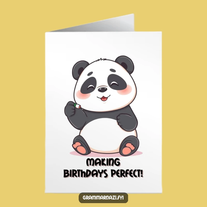 Free Printable Birthday Card: Funny Panda Grammar Pun, Hilarious Downloadable Gift!
